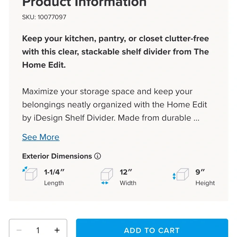 Container Store Shelf Divider - (2)